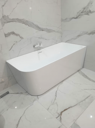 Cada baie pe colt Maestro, 160x75 cm, orientare dreapta, lipita de perete, alb lucios [1]