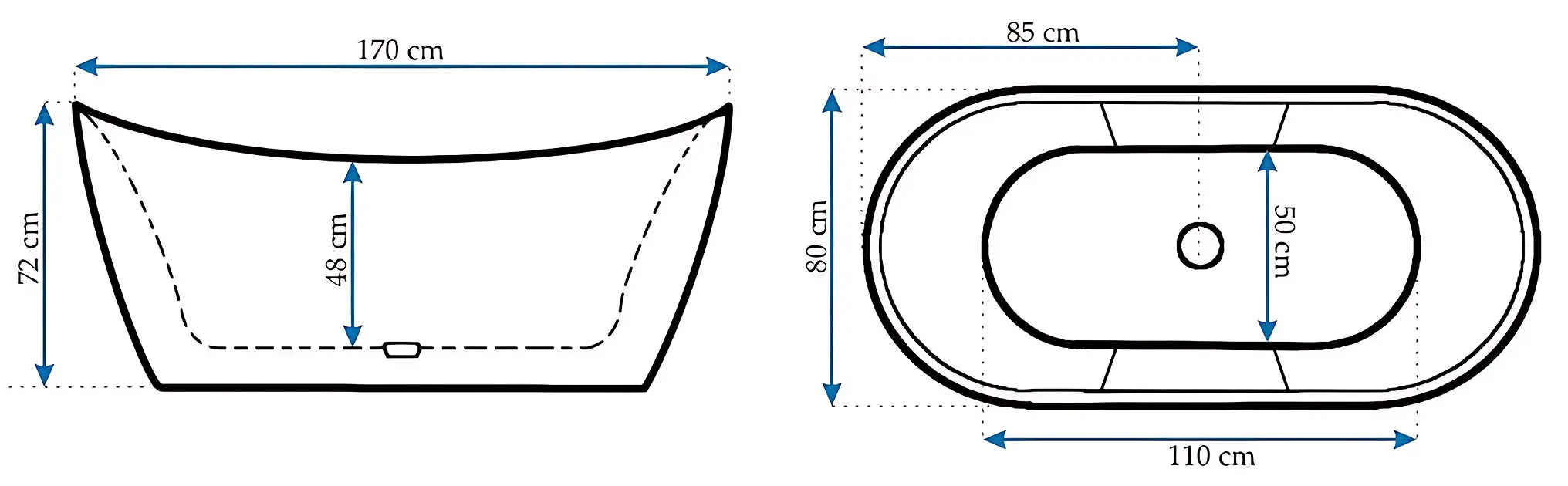 Cadă freestanding Rea Ferrano, alb lucios, 170 x 80 cm [3]