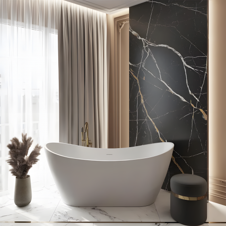 Cadă freestanding Rea Ferrano, alb lucios, 170 x 80 cm [2]