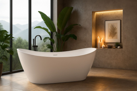 Cadă freestanding Rea Ferrano, alb lucios, 170 x 80 cm [1]