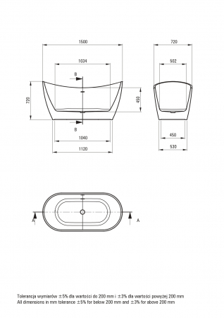 Cada baie freestanding, alba, 150x72 cm, ovala, Deante Arnika [3]