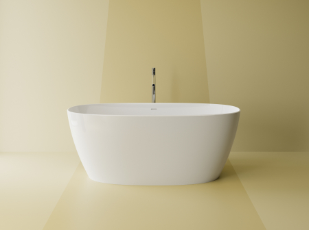 Cazi de baie freestanding - Cada freestanding ovala, compozit alb mat, interior lucios, 160x78.7x61.5 cm, Foglia Lumia