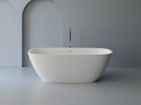 Cazi de baie freestanding - Cada freestanding dreptunghiulara, compozit alb mat, interior lucios, 150x73.6x50.7 cm, Foglia Aura