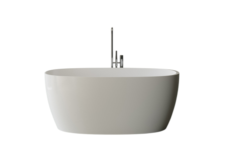 Cada freestanding ovala, compozit alb lucios 150x71.5x60 cm Foglia Nova [1]