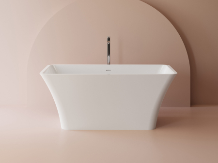 Cazi de baie freestanding - Cada freestanding dreptunghiulara, compozit alb lucios, 150x76.2x62.5 cm, Foglia Minerva