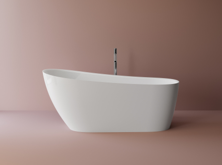 Cazi baie - Cada freestanding ovala, compozit alb lucios, 168.7x73.4x70.5 cm, Foglia Belgravia