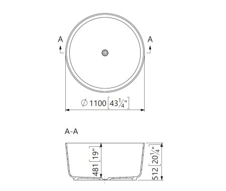 Cada freestanding rotunda, compozit alb mat, 110x110x51.2 cm, Foglia Polaris [2]