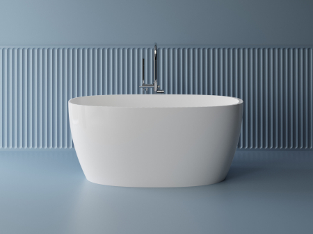 Cazi baie - Cada freestanding ovala, compozit alb lucios, 140x70x61.5 cm Foglia Nova