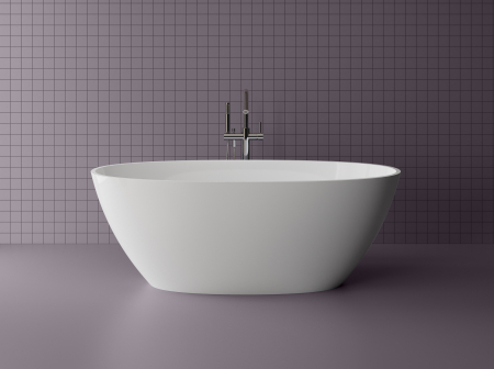 Cazi baie - Cada freestanding ovala, compozit alb mat, interior lucios, 167.5x61x81.3 cm, Foglia Cashmere