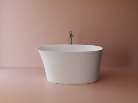 Cazi de baie freestanding - Cada freestanding ovala, compozit alb mat, interior lucios, 140x78x66.5 cm, Foglia Aria