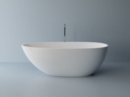 Cazi baie - Cada freestanding ovala, compozit alb lucios, 168x82x55 cm, Foglia Artemis