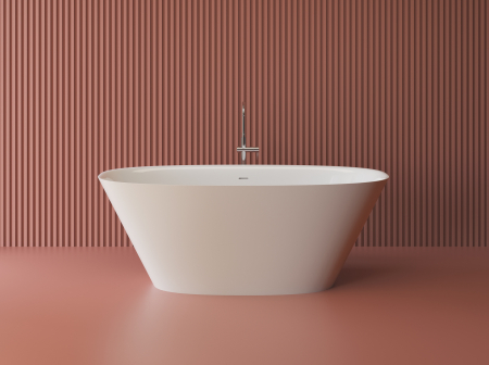 Cazi de baie freestanding - Cada freestanding ovala, compozit alb mat, interior lucios, 167x83.1x62.5 cm, Foglia Moonstone