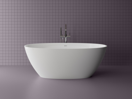 Cazi baie - Cada freestanding ovala, compozit alb mat, interior lucios, 167.5x81.3x61 cm, Foglia Cashmere