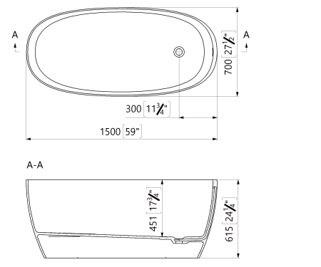Cada freestanding ovala, compozit alb lucios 150x71.5x60 cm Foglia Nova [2]