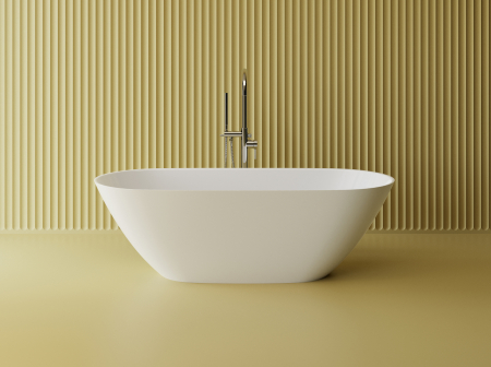 Cazi baie - Cada freestanding ovala, compozit alb mat, interior lucios,  160x70x50 cm, Foglia Essence