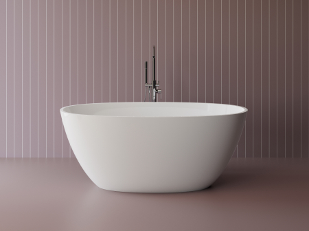 Cazi baie - Cada freestanding ovala, compozit alb mat, interior lucios, 149.9x76.2x61 cm Foglia Monaco