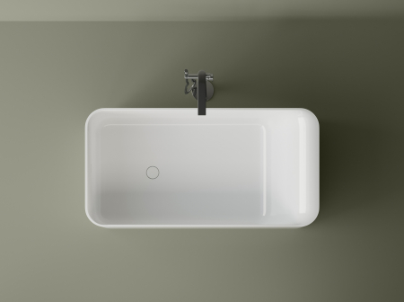 Cada freestanding dreptunghiulara, compozit alb mat, interior lucios, 150x76.2x53.5 cm, Foglia Toscana [3]