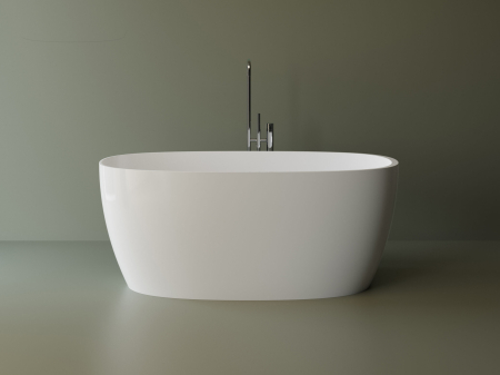Cazi baie - Cada freestanding ovala, compozit alb lucios 150x71.5x60 cm Foglia Nova