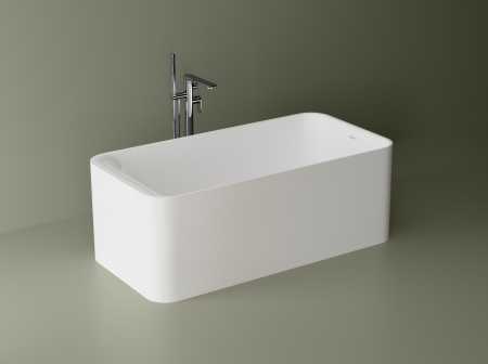 Cada freestanding dreptunghiulara, compozit alb mat, interior lucios, 150x76.2x53.5 cm, Foglia Toscana [4]