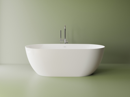 Cazi de baie freestanding - Cada freestanding ovala, compozit alb mat, interior lucios, 180x81.3x60 cm, Foglia Bellevue