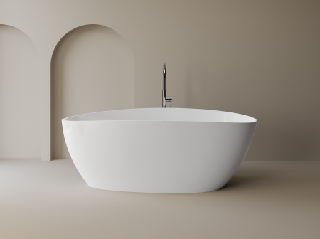 Cazi baie - Cada freestanding ovala, compozit alb lucios, 170x77x62 mm Foglia Venezia