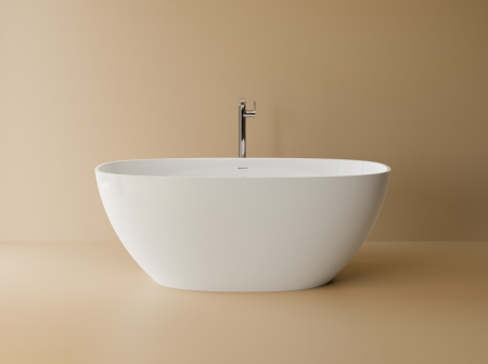 Cazi de baie freestanding - Cada freestanding ovala, compozit alb mat, interior lucios, 167x80x63 cm, Foglia Florence