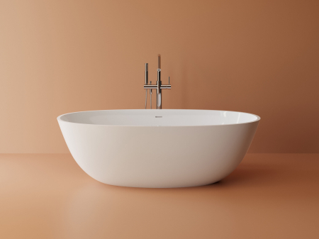 Cazi de baie freestanding - Cada freestanding ovala, compozit alb mat, interior lucios, 160x78x50 cm, Foglia Bordeaux