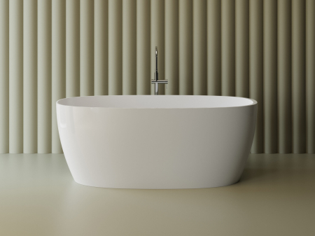 Cazi baie - Cada freestanding ovala, compozit alb lucios, 160x70x61.5 cm Foglia Nova