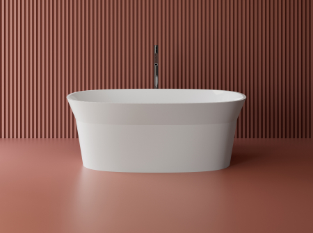 Cazi de baie freestanding - Cada freestanding ovala, compozit alb mat, interior lucios, 150x77.9x57 cm