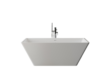 Cada freestanding dreptunghiulara, compozit alb mat, interior lucios, 168x82.9x60.5 cm, Foglia Imperia [1]