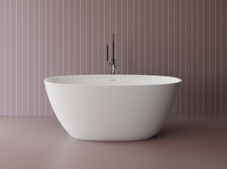 Cazi baie - Cada freestanding ovala, compozit alb mat, interior lucios, 150x76.2x61 cm Foglia Monaco