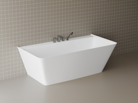 Cazi de baie freestanding - Cada freestanding dreptunghiulara, compozit alb mat, interior lucios,170x85.5x58 cm, Foglia Grace