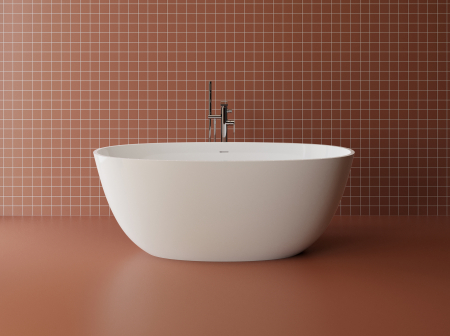 Cazi baie - Cada freestanding ovala, compozit alb mat, interior lucios, 160x78x61 cm Foglia Monaco