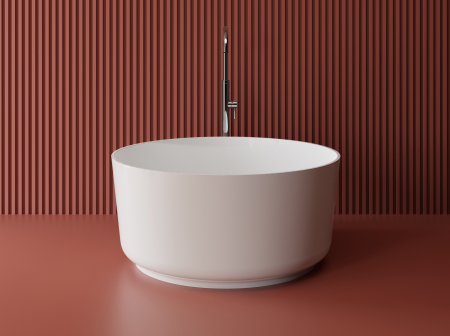 Cazi de baie freestanding - Cada freestanding rotunda, compozit alb mat, 110x110x51.2 cm, Foglia Polaris