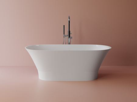 Cazi baie - Cada freestanding ovala, compozit alb mat, interior lucios, 157x69x55 cm, Foglia Andromeda