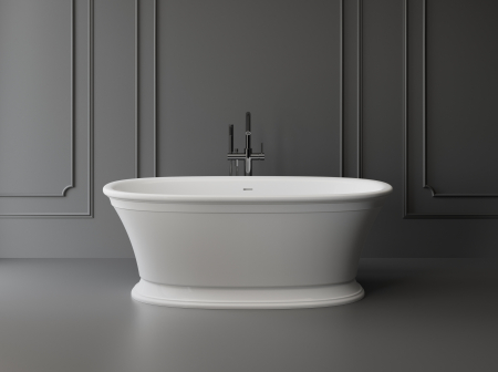 Cazi de baie freestanding - Cada freestanding ovala, compozit alb mat, interior lucios, 167x83x62.5 cm, Foglia Millesime