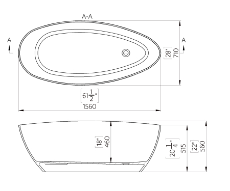 Cada freestanding ovala, compozit alb lucios, 157x70x56 cm Foglia Venezia [2]