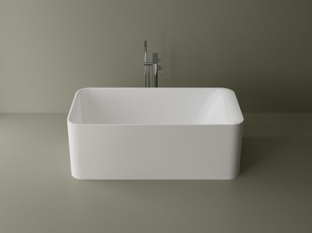 Cazi baie - Cada freestanding dreptunghiulara, compozit alb mat, interior lucios, 150x76.2x53.5 cm, Foglia Toscana