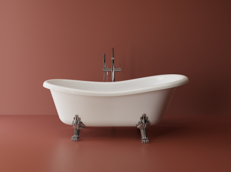 Baie - Cada freestanding ovala, compozit alb lucios, 168x76.2x55.5 cm Foglia Retro