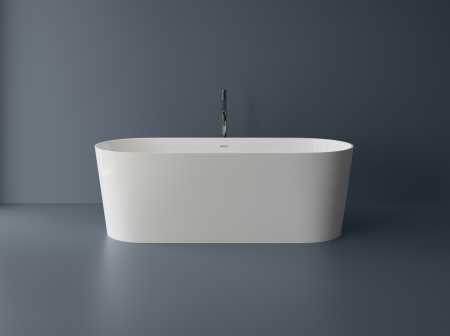 Cazi baie - Cada freestanding ovala, compozit alb mat, interior lucios, 180.3x76.2x61 cm, Foglia Anastasia