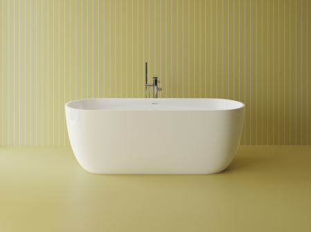 Cazi baie - Cada freestanding ovala, compozit alb mat, interior lucios, 170x80x59.5 cm, Foglia Sophia