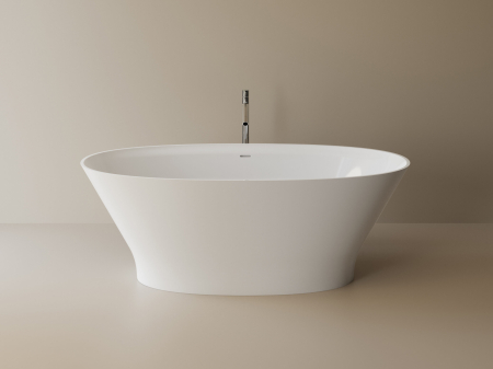 Cazi baie - Cada freestanding ovala, compozit alb lucios, 167.7x81.3x60.5 cm, Foglia Classe