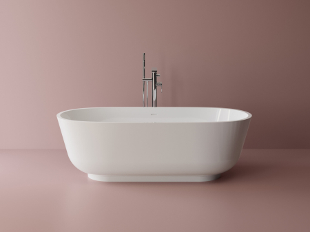 Cazi de baie freestanding - Cada freestanding ovala, compozit alb lucios, 158x73x49.5 cm, Foglia Privee