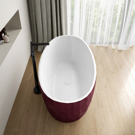 Cada freestanding burgundy, compozit 3D, ovala 167 x 82 cm, Foglia Ovale [5]