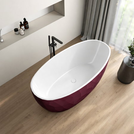 Cada freestanding burgundy, compozit 3D, ovala 167 x 82 cm, Foglia Ovale [4]