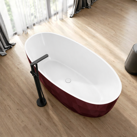 Cada freestanding burgundy, compozit 3D, ovala 167 x 82 cm, Foglia Ovale [2]