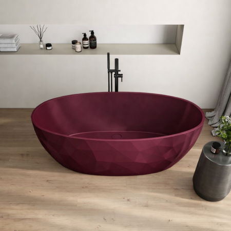 Cada freestanding burgundy mat, compozit 3D, ovala 167 x 82 cm, Foglia Ovale [3]