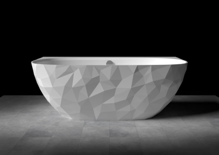 Cada freestanding compozit, 160 x 80 cm, lipita de perete, model  3D, alb lucios Foglia Linea [1]