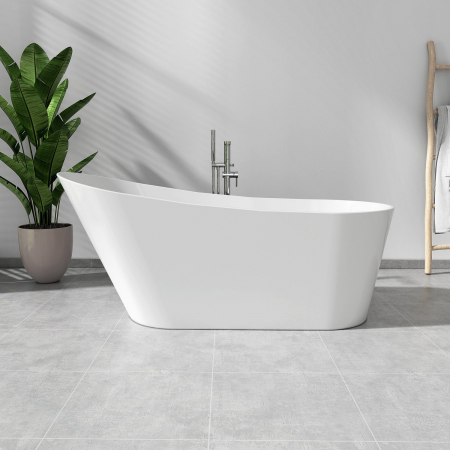 Cazi de baie freestanding - Cada freestanding compozit, 170 x 73 cm, ovala, alb lucios, Foglia Viva
