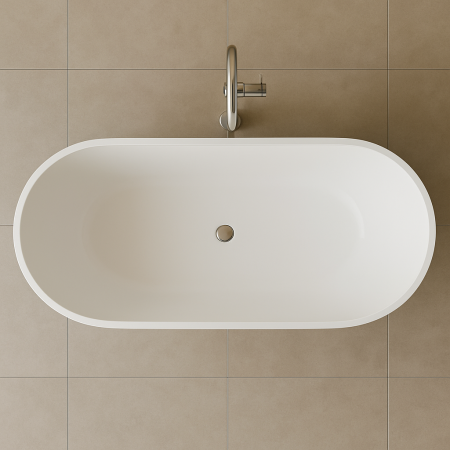 Cada freestanding compozit 180 x 81 cm, ovala, alb lucios, Foglia Shape [3]